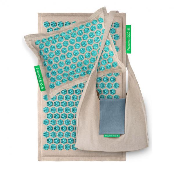 Pranamat + PranaPillow + Bag Natural & Turquoise